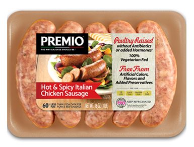 Premio Antibiotic Free Hot & Spicy Italian Chicken Sausage