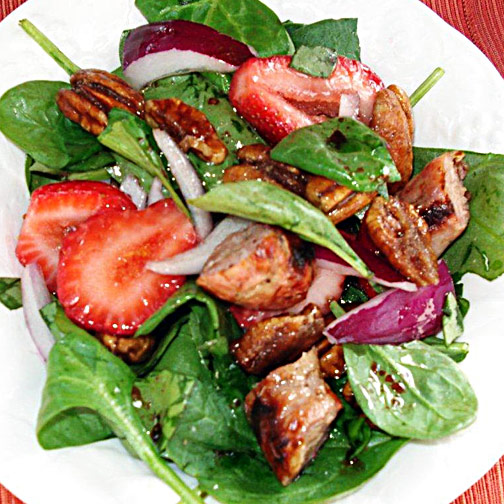 Strawberry Spinach Salad with Sweet Basil Sausage