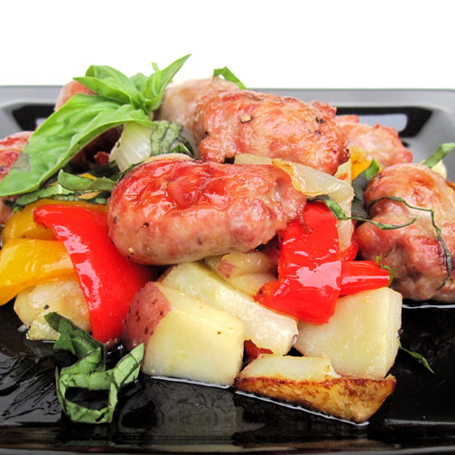 Sausage with Peppers, Potatoes and Onions