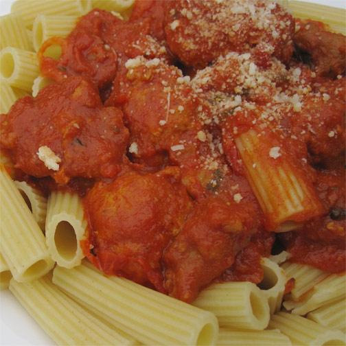 Pasta Sauce with Italian Sausage and Chicken Meatballs