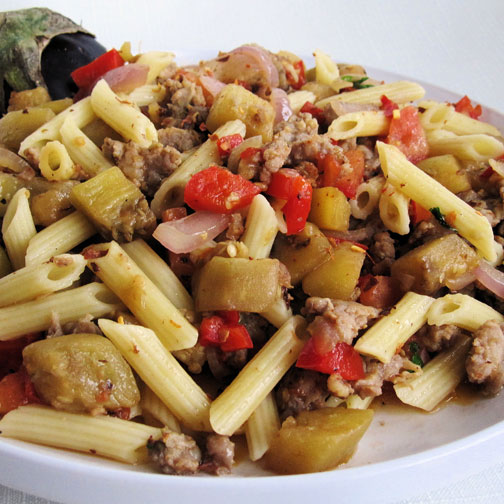 Sausage and Eggplant Pasta