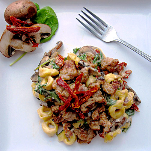 Sweet Italian Sausage with Four Cheese Tortellini