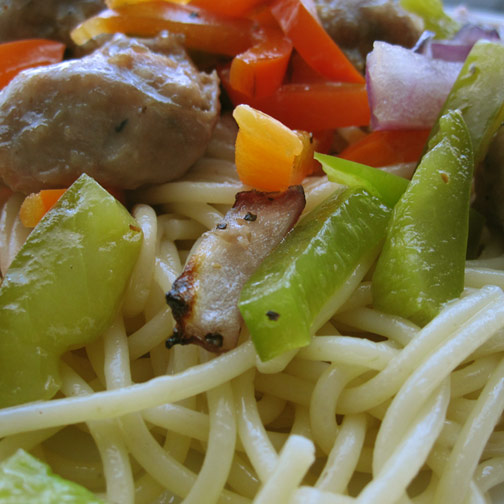 Pepper Sausage Shredded Pasta