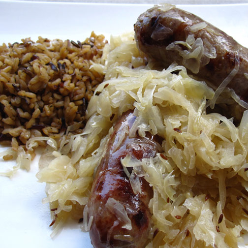 Beer Bratwurst with Sauerkraut