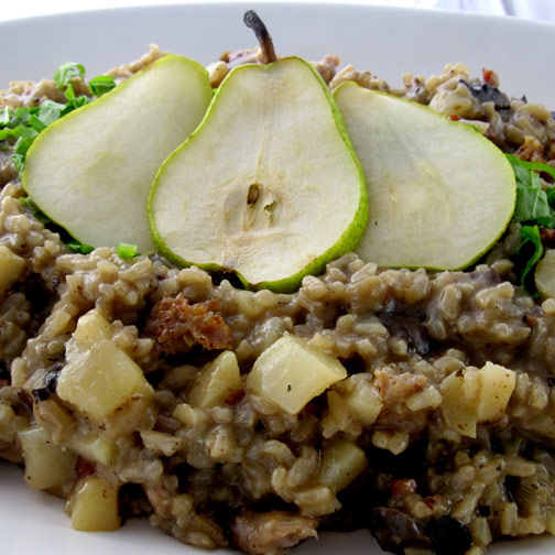 pear and sausage risotto