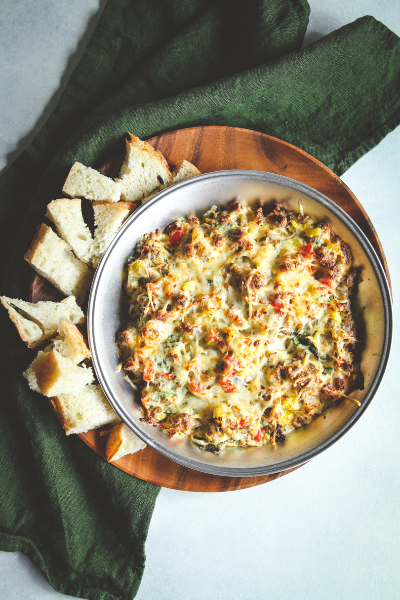 Creamy Sausage and Pepper Spinach Dip