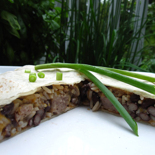 Parmesan Basil Sausage Quesadilla Pie