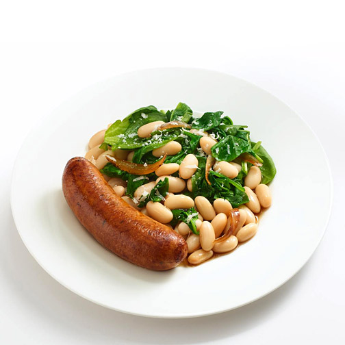Premio chicken sausage with spinach and white beans