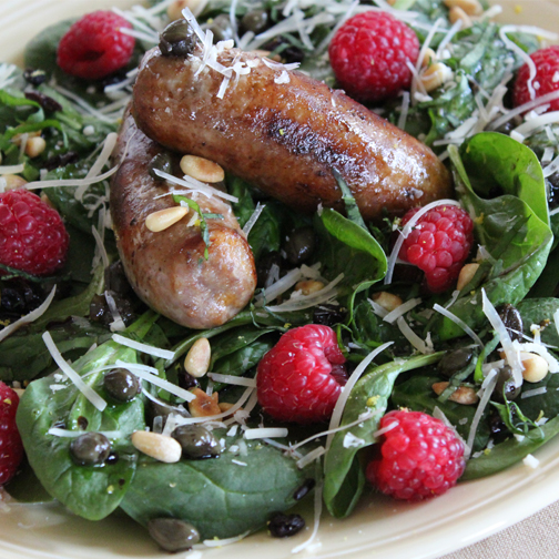 sausage and raspberry salad