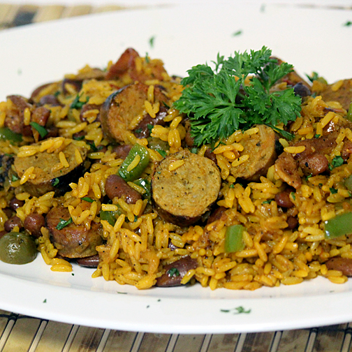 rice and beans ala Premio Chorizo