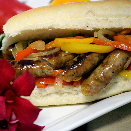 sausage, pepper and onion sandwich
