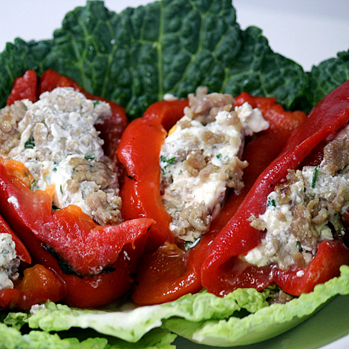 sausage stuffed roasted peppers