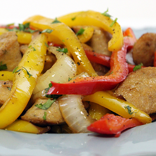 chicken sausage with bell peppers