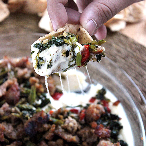 sausage and broccoli rabe Italian cheese dip