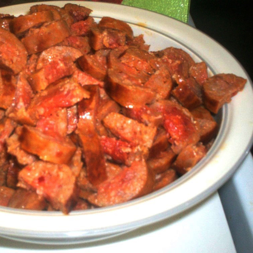 A bowl of spicy sausage spaghetti soup