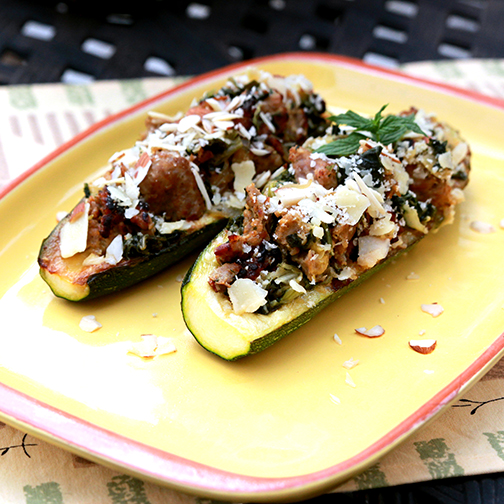 spicy sausage stuffed squash