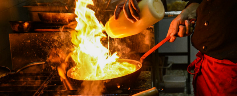 cooking over the stove