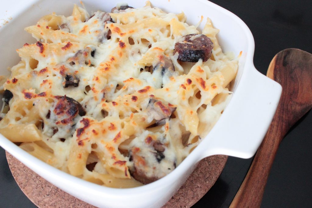 Sausage & Mushroom Penne Gratin