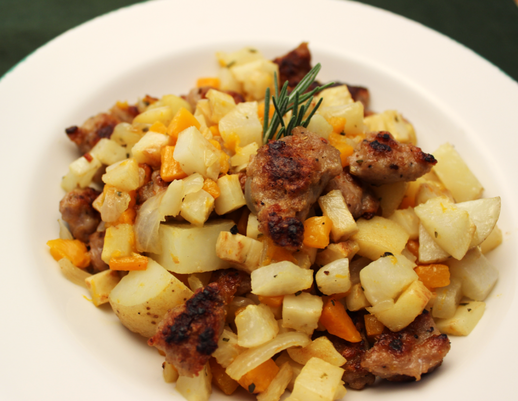 Sausage and Root Vegetable Skillet