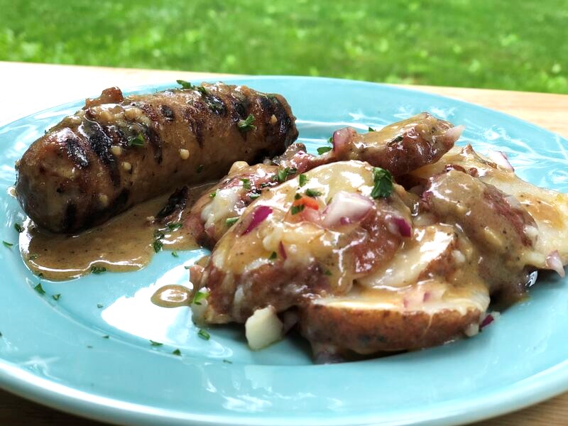 Grilled Sausage & Potato Salad With Bacon Vinaigrette