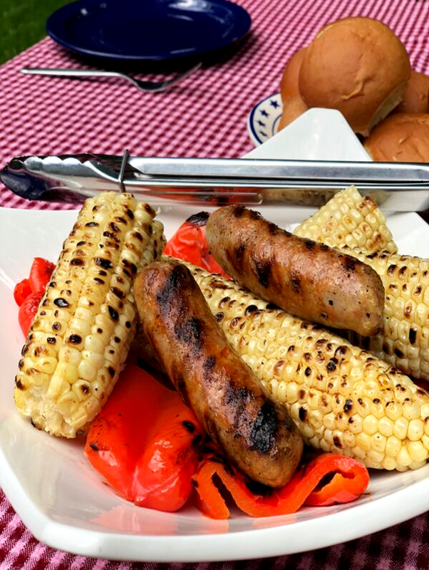 BBQ Sweet Corn with Premio Sausage & Roasted Red Peppers