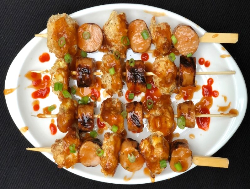 Tso’s Cauliflower & Sausage Kabobs