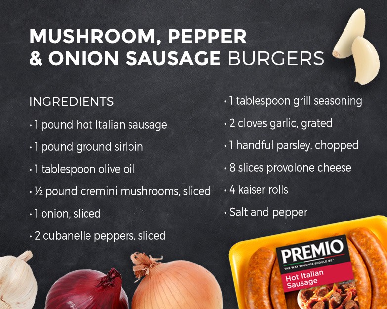 Mushroom, Pepper & Onion Sausage Burger