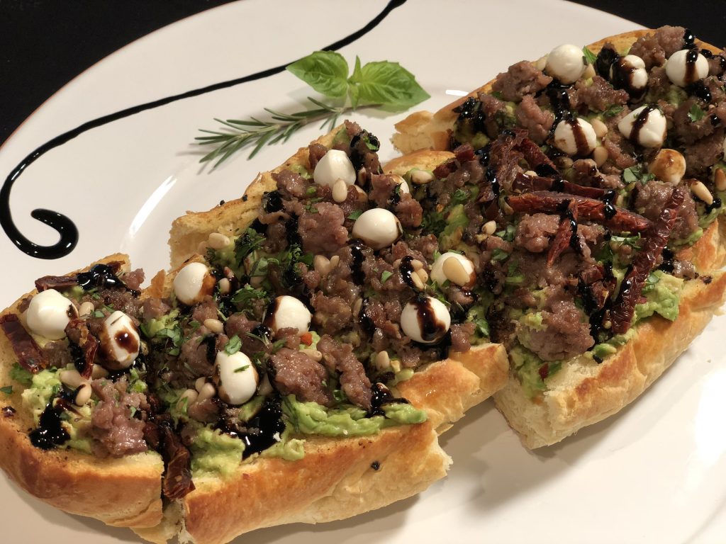 Avocado Sausage Garlic Bread