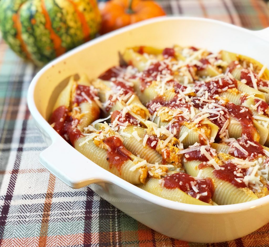 Pumpkin Ricotta Shells with Crumbled Premio Sausage