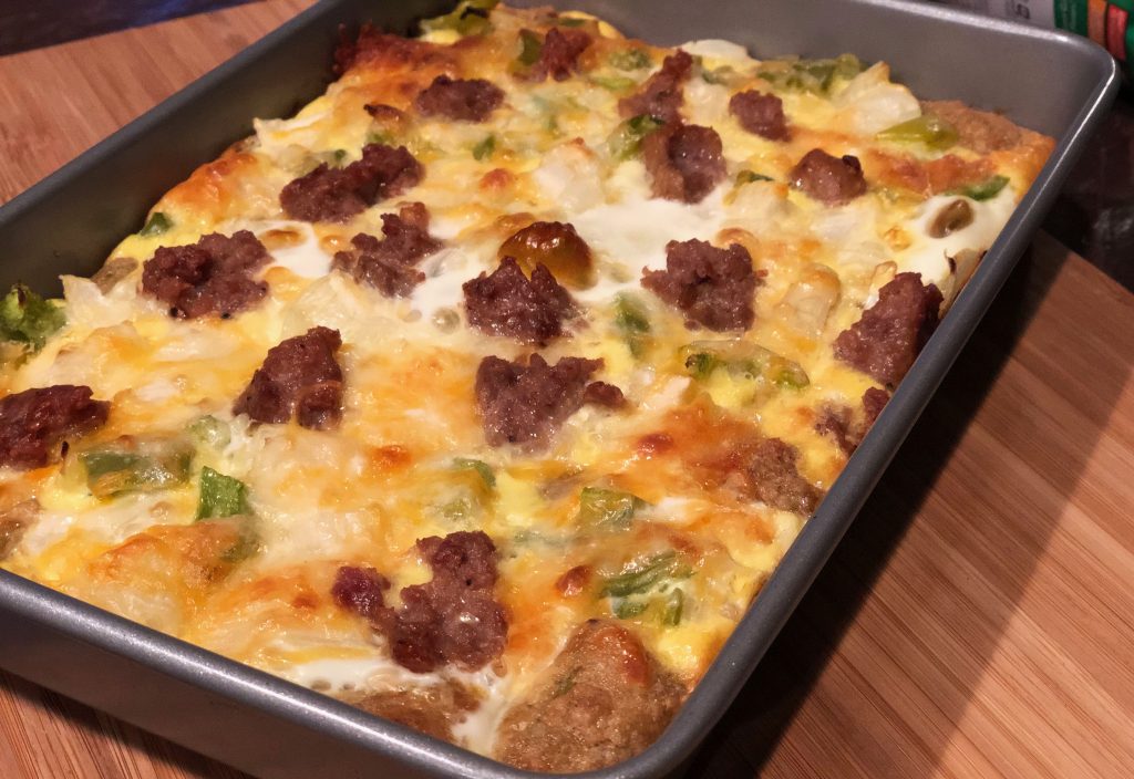 Cheesy Broccoli Veggie Tots Casserole with Sausage