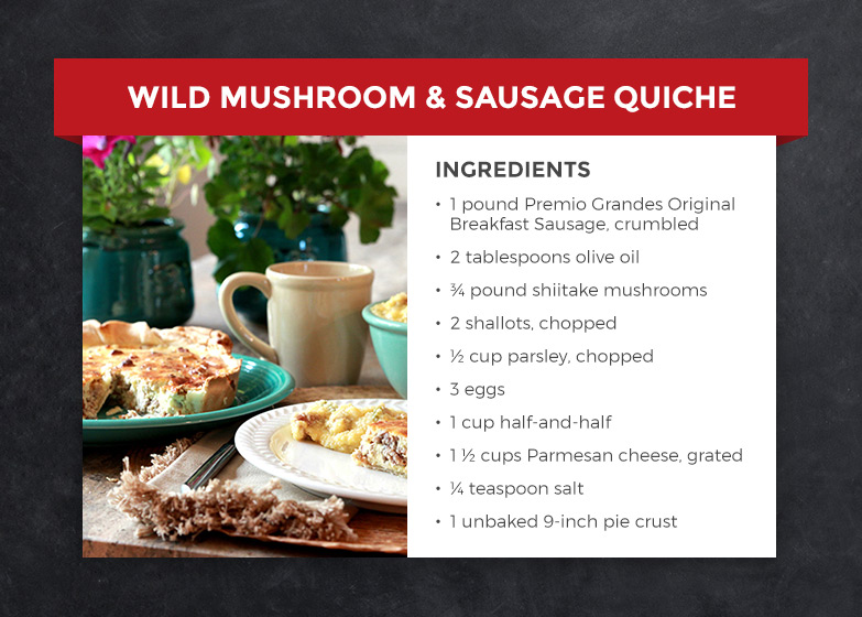 wild mushroom & sausage quiche