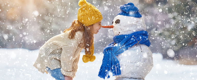 girl with snowman