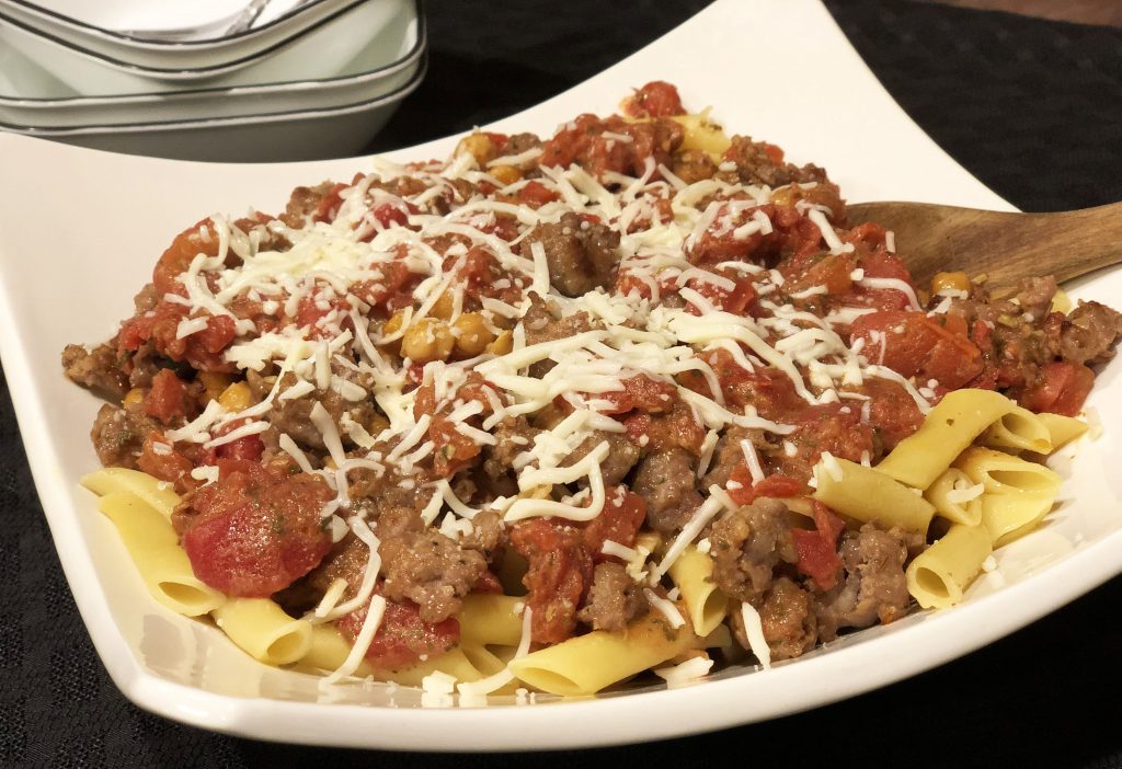 Tomato Basil Penne With Spicy Italian Chickpeas