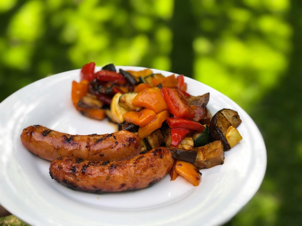 Grilled Chicken Sausage With Summer Veggies