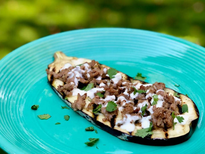 Top grilled eggplant with butcher-quality Premio sausage crumbles