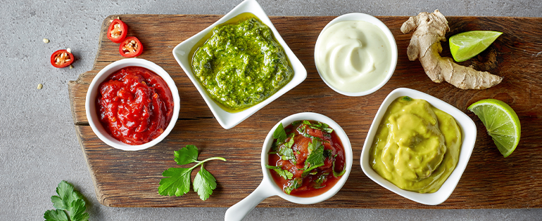 Sausage bar with condiments