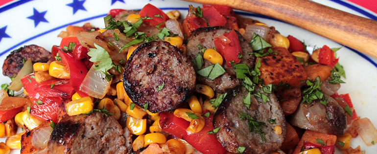 sausage, corn and tomato dinner