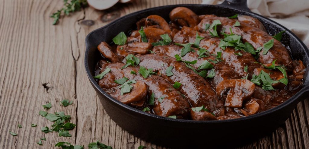 Sausage in Cast Iron Skillet