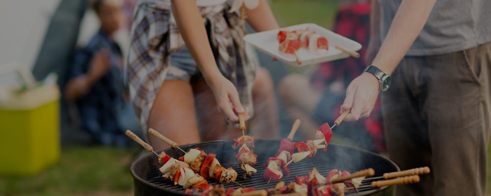 Cooking Kabobs Over Grill