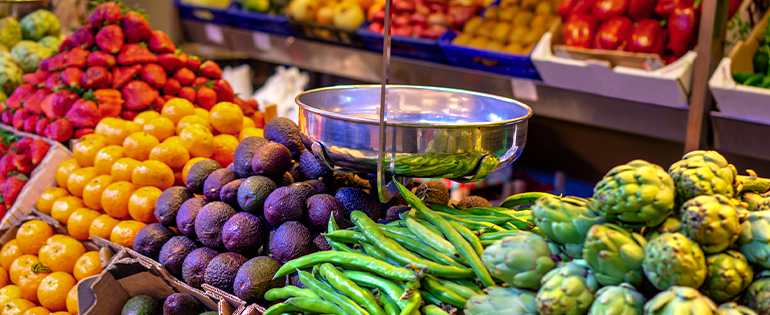 Fruits and Vegetables at Grocery Store