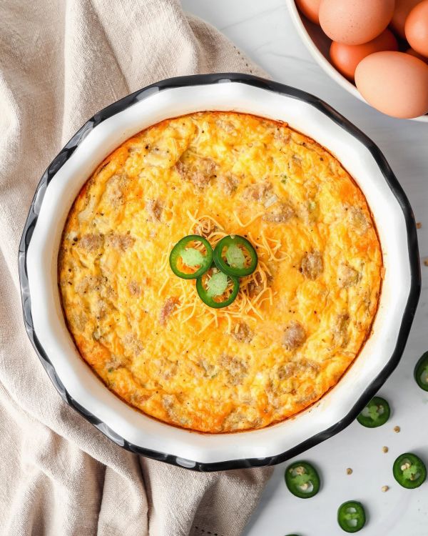 Jalapeño Cheddar Frittata Loaded With Breakfast Sausage