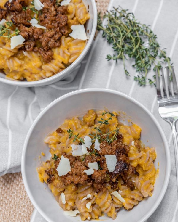 Butternut Squash Pasta With Thyme & Spicy Premio Sausage