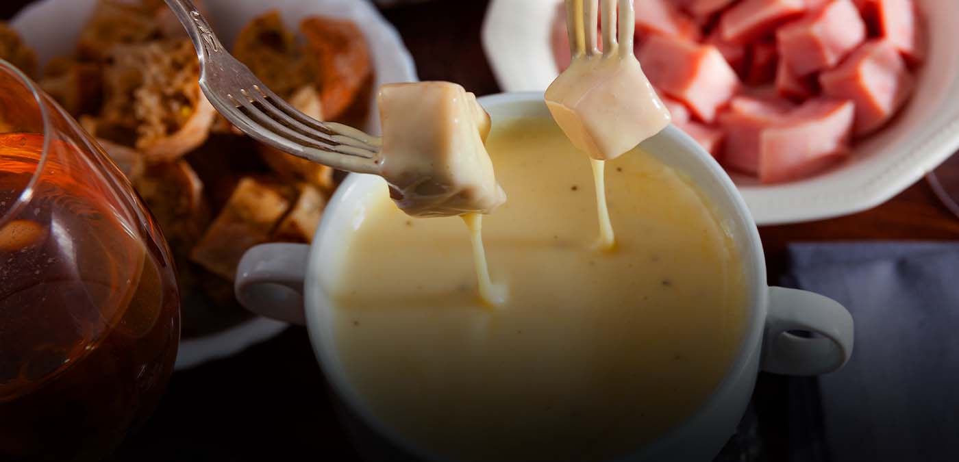 Dipping food into cheese dip