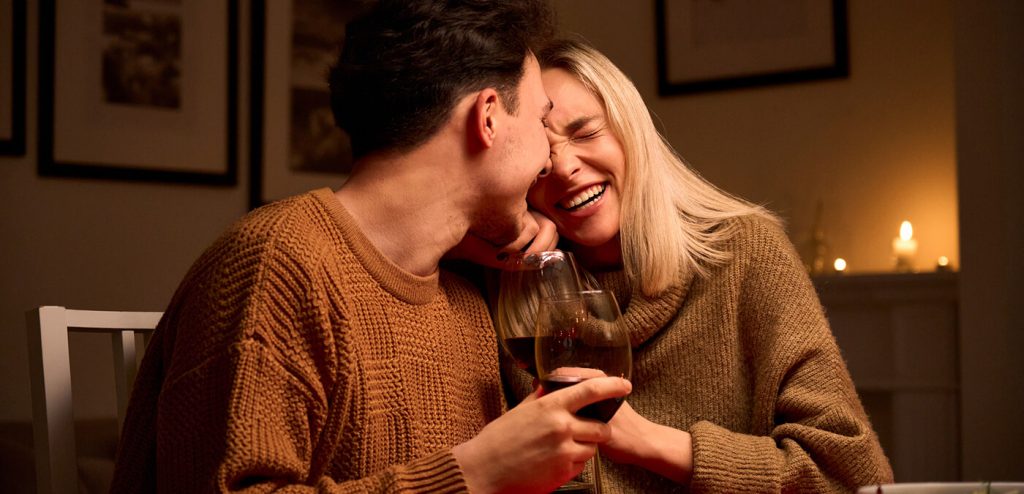 Couple laughing during fun valentines day date ideas
