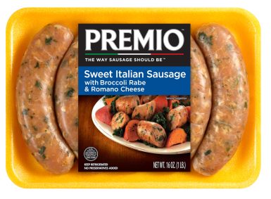 Sweet italian sausage with Brocoli Rabe and Romano Cheese