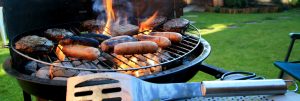 Sausage and Burgers on a Gas Grill