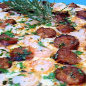 Cajun Sausage and Shrimp Pizza