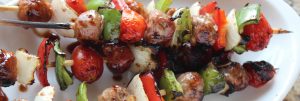 Sausage Skewers with Peppers and Onions