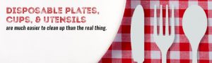 Disposable plates, cups and utensils