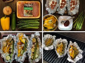 Grilled Barbecue Chicken Sausage and Vegetable in Foil Step by Step Recipe